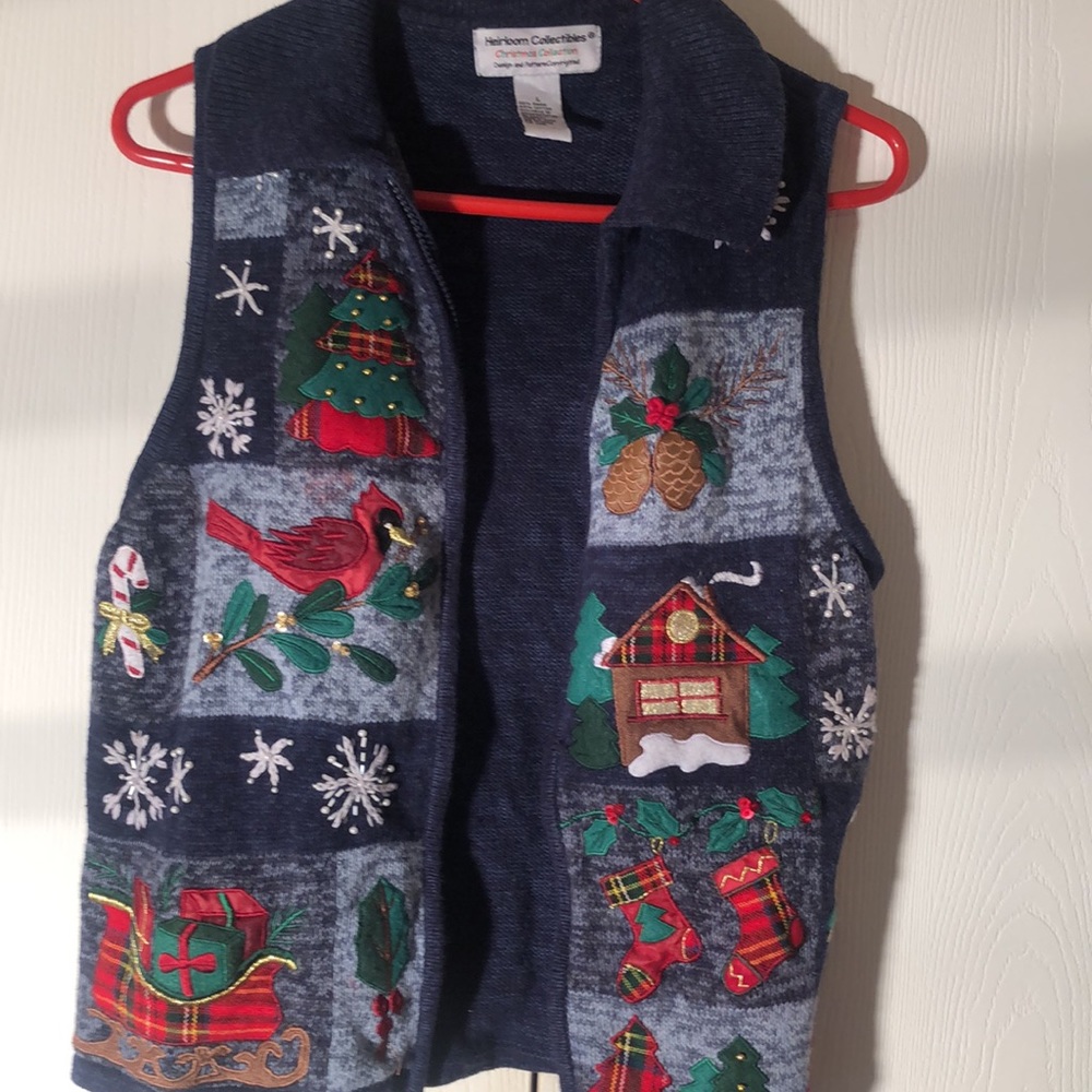 Heirloom Christmas VTG rare Y2k festive embroidered collection sweater vest - Picture 7 of 9